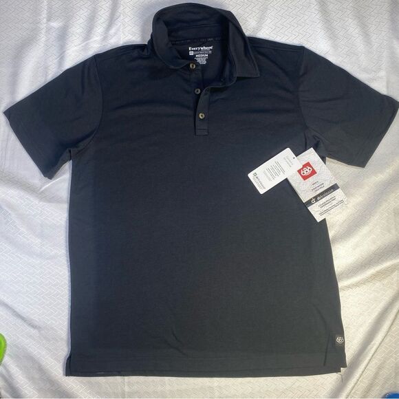 686 Men’s Everywhere Tech Polo Black Polo Shirt Size-Medium - Picture 2 of 13